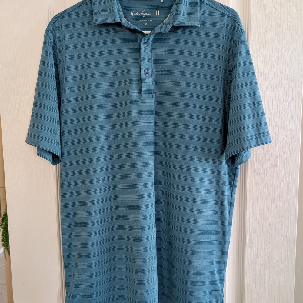 Walter Hagen Teal Striped Polo Shirt NWOT